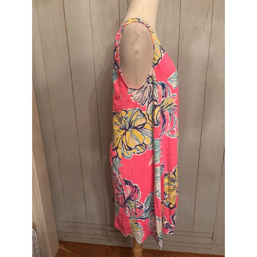 Lilly Pulitzer Carmel Kir Royal Pink Swept By The Tides Pima Cotton Tank Dress L